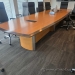 14' Maple w/ Grey Trim Boat Shaped Boardroom Table w/ Power